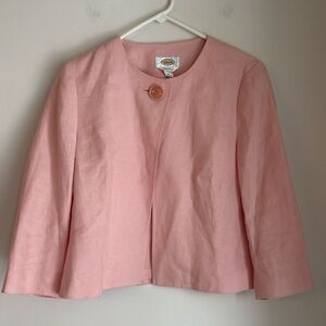 Vintage Talbots 100% Irish linen lightweight cardigan jacket coat pink size 6